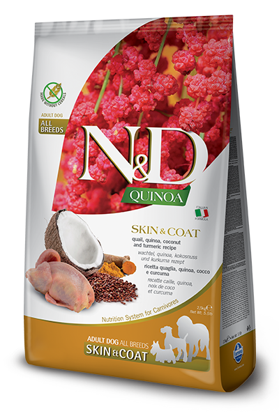 FARMINA QUINOA - ADULT DOG - SKIN & COAT - QUAIL, QUINOA & COCONUT - ALL BREED